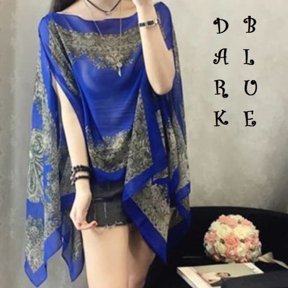 Extra Thai Silken Shawl Pink, Aquamarine, Black, Blue, Green & Peach Colors, O… - Picture 7 of 11